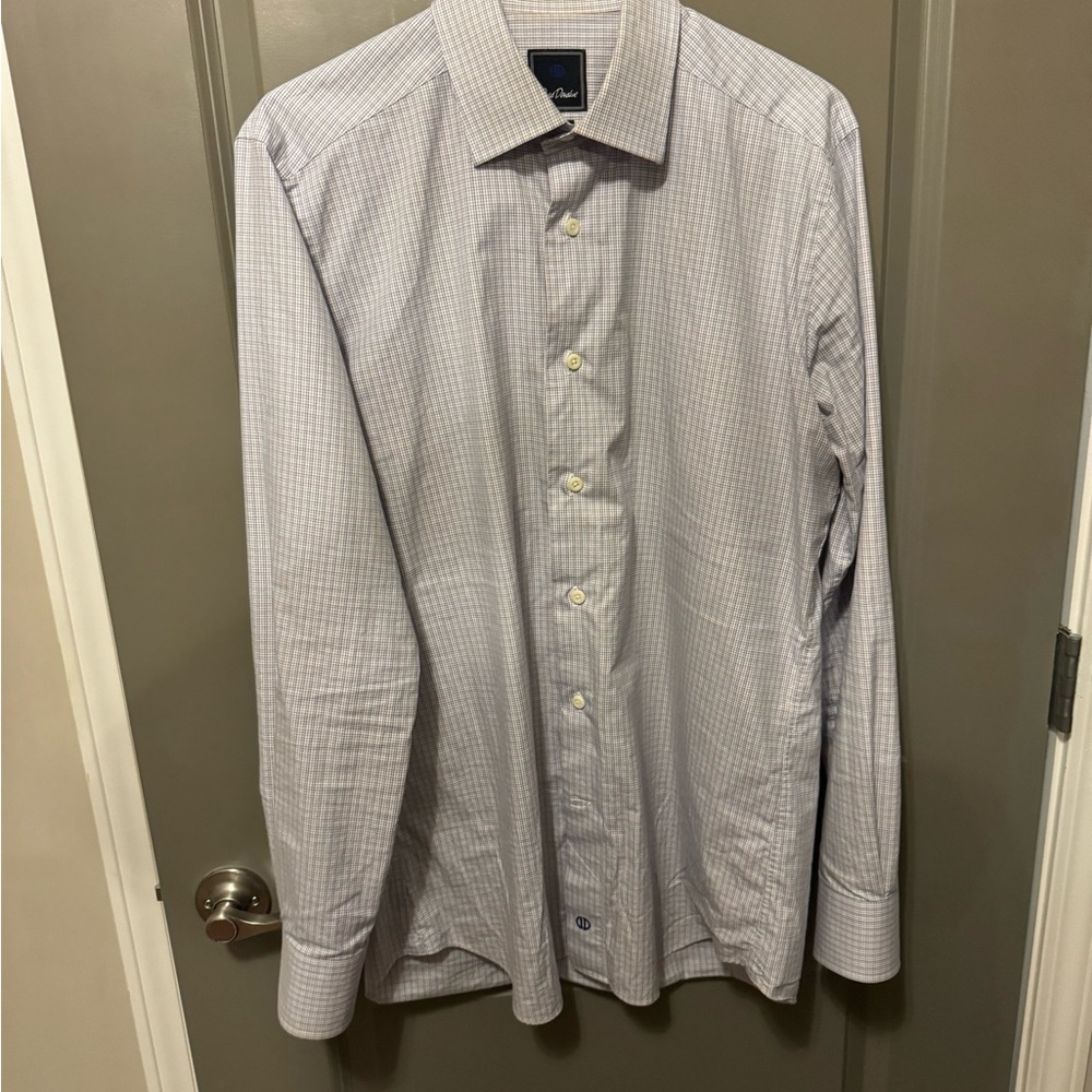 David Donahue Blue Dress Shirt Professional Cotton